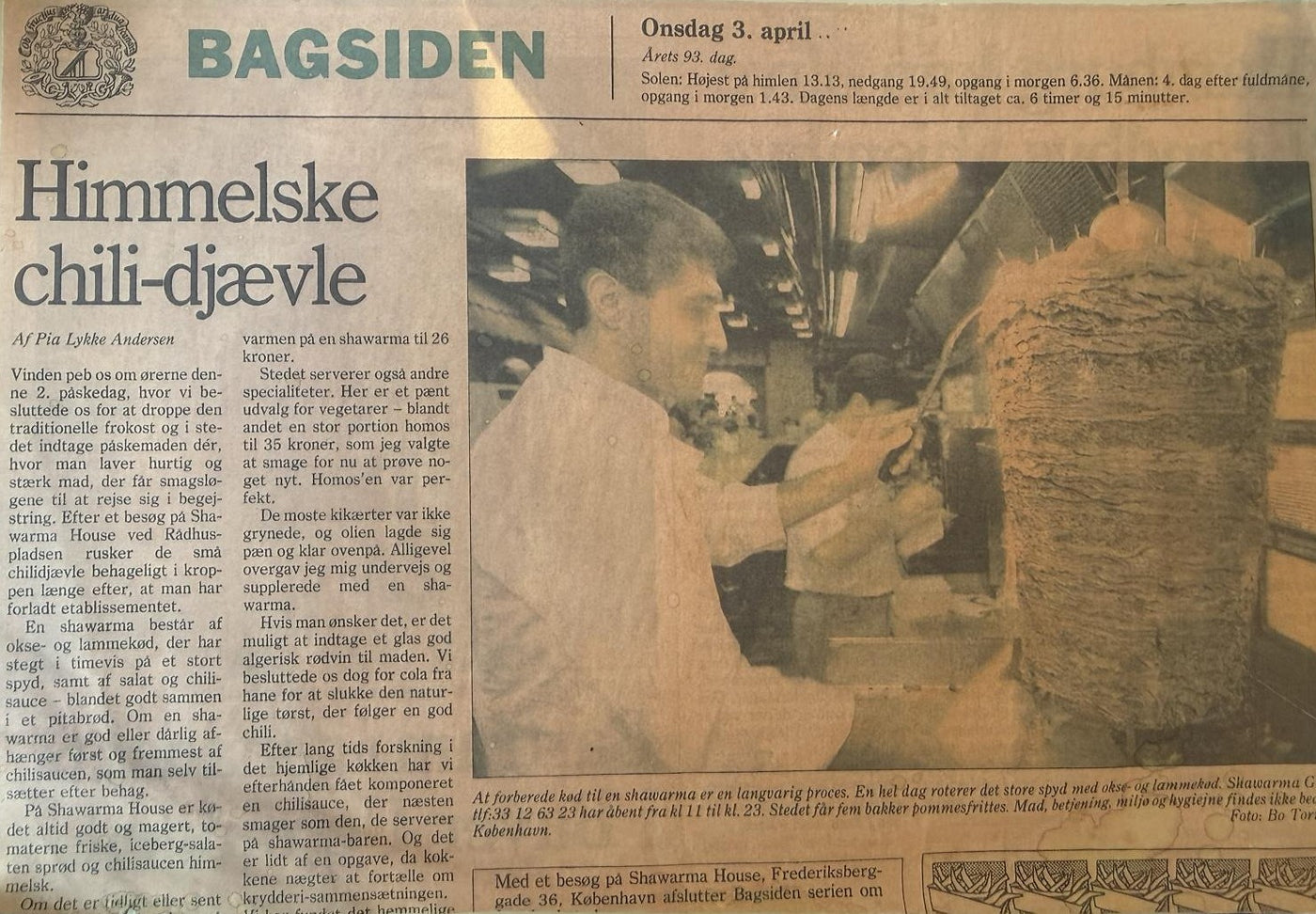 “Himmelsk chili-djævel” — Berlingske, 1993